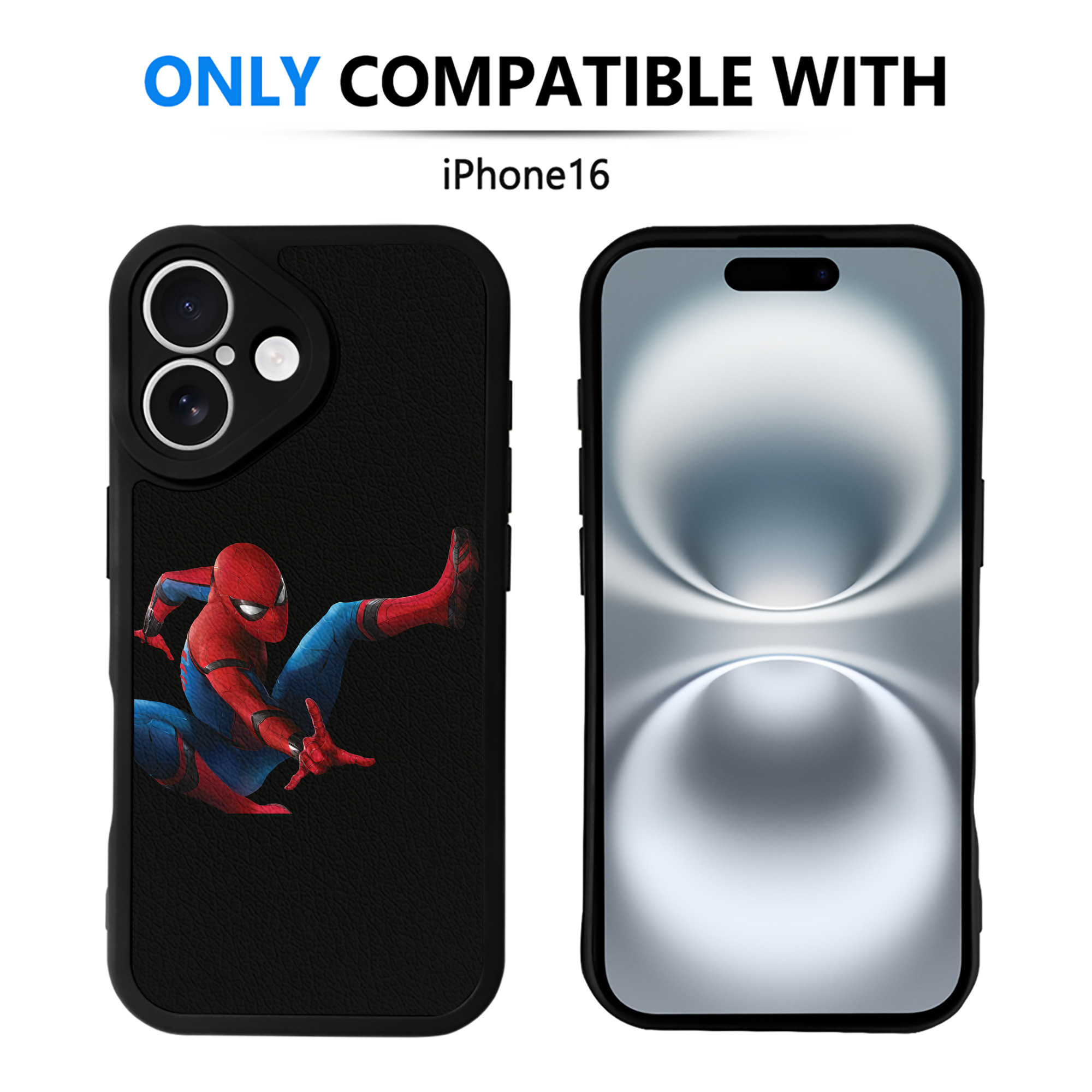 （画像用） Spider Man スパイダーマン 【iPhone 16シリーズ対応】シリコンスマホケース（レザー調） 材質：シリコン